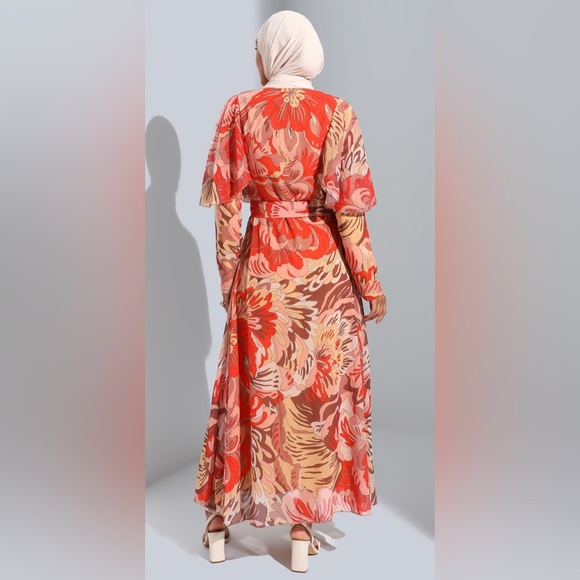 Refka Long Sleeve Print Dress (NWT) Size: 8 / Color: Orange / Item# 1-23724 - Picture 2 of 9